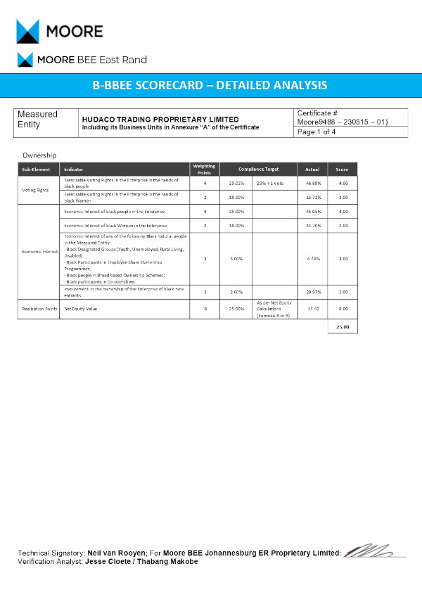 B-BBEE Scorecard – Detailed Analysis