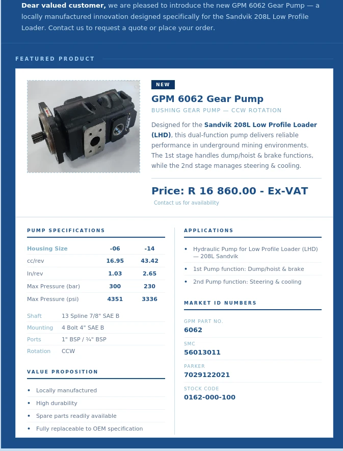 GPM 6062 Gear Pump